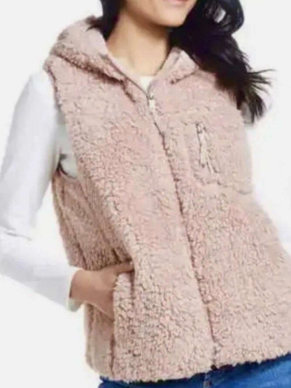Weatherproof Plush Sherpa Hooded Vest - Blush Pink #888